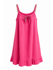 Lipstick Tie Detail Bubble Cotton Dress Eileen