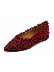 Wine Frayed Tweed Style Pumps