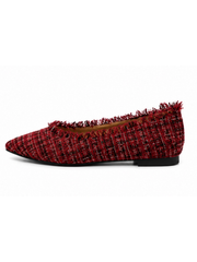 Wine Frayed Tweed Style Pumps
