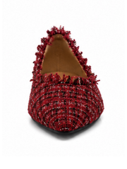 Wine Frayed Tweed Style Pumps