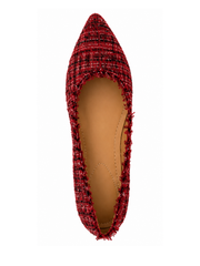 Wine Frayed Tweed Style Pumps