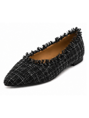 Black Frayed Tweed Style Pumps