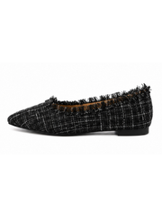 Black Frayed Tweed Style Pumps