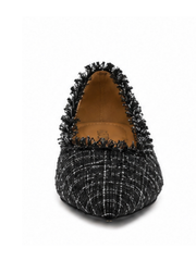 Black Frayed Tweed Style Pumps