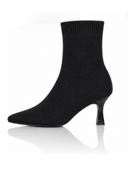 Black Kitten Heel Sock Boots