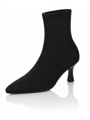 Black Kitten Heel Sock Boots