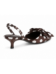 Chocolate Polka Dot Bow Kitten Heels