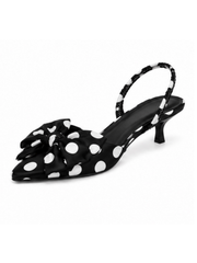 Black Polka Dot Bow Kitten Heels