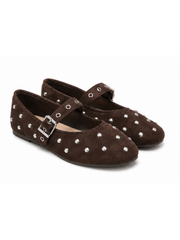 Chocolate Studded Ballet Flats