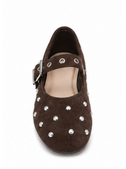 Chocolate Studded Ballet Flats