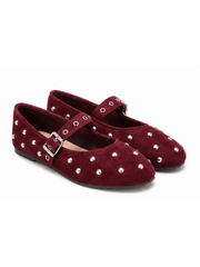 Wine Studded Ballet Flats