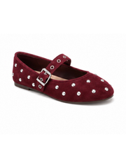 Wine Studded Ballet Flats