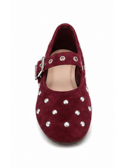 Wine Studded Ballet Flats