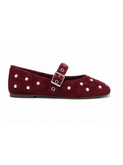 Wine Studded Ballet Flats