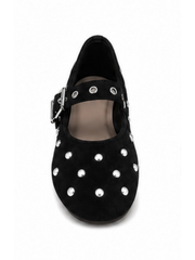 Black Studded Ballet Flats