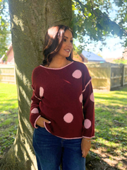 Wine Polka Dot Knit Natalie