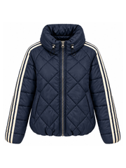 Navy Premium Stripe Puffer Jacket Giovanna