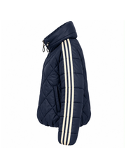 Navy Premium Stripe Puffer Jacket Giovanna