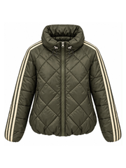 Khaki Premium Stripe Puffer Jacket Giovanna