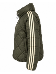 Khaki Premium Stripe Puffer Jacket Giovanna