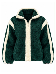 Emerald Green Contrast Fleece Jacket Beth