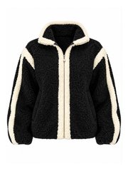 Black Contrast Fleece Jacket Beth