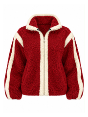 Wine Contrast Fleece Jacket Beth
