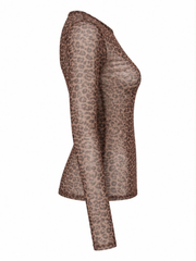 Leopard Print Mesh Top Nina
