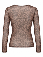Leopard Print Mesh Top Nina