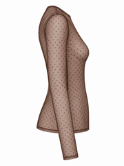 Chocolate Polka Dot Mesh Top Nina