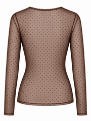 Chocolate Polka Dot Mesh Top Nina