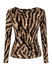 Mocha Velour Tiger Print Top Goldie