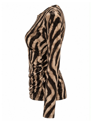 Mocha Velour Tiger Print Top Goldie