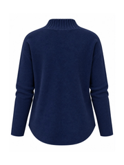 Navy High Neck Reverse Seam Jumper Mae