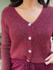 Wine Sparkle Knit Cardi Selina
