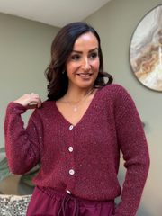 Wine Sparkle Knit Cardi Selina