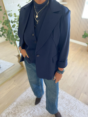 Navy Diamante Blazer Jude