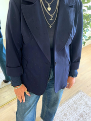 Navy Diamante Blazer Jude