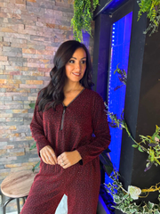 Red Sparkle Diamante Zip Top Cassie