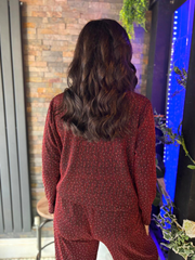 Red Sparkle Diamante Zip Top Cassie