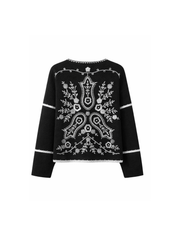 Black Embroidered Motif Sweater Leila