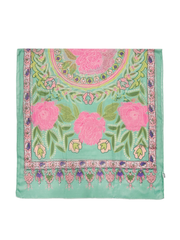 Mint Summer Floral Raw Edge Scarf