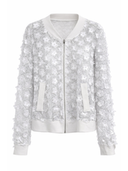 White Sequin Flower Jacket Jazz
