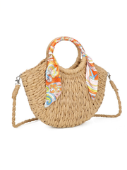 Natural Wicker Scarf Tote Bag