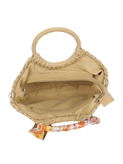 Natural Wicker Scarf Tote Bag