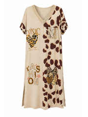 Chocolate Longline Animal Heart Shimmer Dress Harriet
