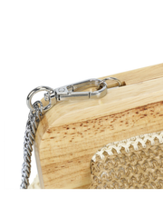 Natural Woven Wooden Frame Clutch Bag