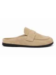Stone Faux Suede Mule Loafer