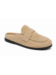 Stone Faux Suede Mule Loafer