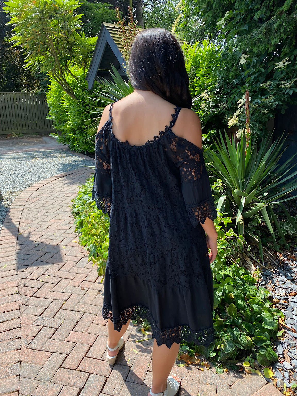 Black lace online cold shoulder dress